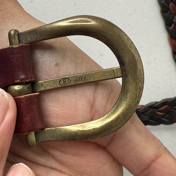 Vtg Womens Belt 100% Leather Woven Braided Adjustable Size M Multicolor Boho - Picture 6 of 9